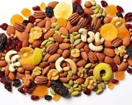 Delicious mix of dry fruits and nuts on white background, dry fruits mix image