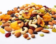 A wide-angle shot of a variety of mixed dried fruits, dry fruits mix image
