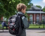 Young boy getting back to school back view, back to school stock images ai, back to school ai prompts