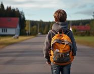 Happy boy on his way to school, back to school stock images ai, back to school ai prompts
