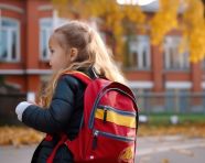 Little girl on her way to school, back to school stock images ai, back to school ai prompts