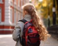 Happy child with backpack walking to school, back to school stock images ai, back to school ai prompts