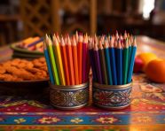 Colorful pencils on a table, back to school stock images ai, back to school ai prompts