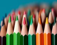 Stack of colorful pencils on a green desk, back to school stock images ai, back to school ai prompts