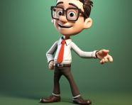 Cartoon character wearing glasses and pixar tie, back to school stock images ai, back to school ai prompts