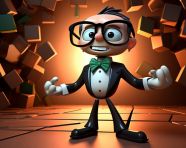 Cartoon character celebrating pixar, back to school stock images ai, back to school ai prompts