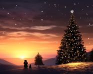 Penguin with christmas tree on snowy hill, christmas stock image ai, christmas stock photos ai