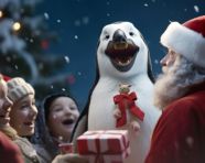 Penguin wearing festive headgear, christmas stock image ai, christmas stock photos ai