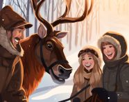 Family of four enjoys winter wonderland, christmas stock image ai, christmas stock photos ai