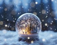A close-up shot of a starry snow globe, christmas stock image ai, christmas stock photos ai