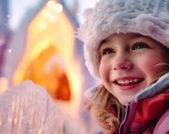 Mysterious ice castle christmas adventure, christmas stock image ai, christmas stock photos ai