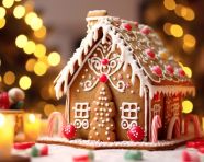 A close-up of a gingerbread house, christmas stock image ai, christmas stock photos ai
