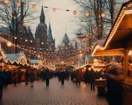 A wide shot of a christmas market, christmas stock image ai, christmas stock photos ai