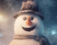 A close-up of a snowman's face, christmas stock image ai, christmas stock photos ai