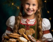 Christmas portrait of a beautiful young girl, christmas stock image ai, christmas stock photos ai