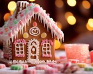 A close-up shot of a gingerbread house, christmas stock image ai, christmas stock photos ai