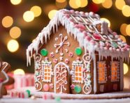 Detailed gingerbread house with colorful icing, christmas stock image ai, christmas stock photos ai