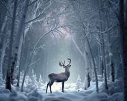 A deer singing carols in a forest clearing, christmas stock image ai, christmas stock photos ai