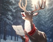 Deer singing christmas carols, christmas stock image ai, christmas stock photos ai