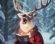 Merry christmas from a singing deer, christmas stock image ai, christmas stock photos ai