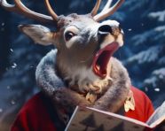 Christmas deer with a beautiful voice, christmas stock image ai, christmas stock photos ai