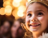 A close up of a young girls face, christmas stock image ai, christmas stock photos ai