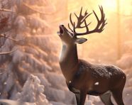 Deer drinking from a stream, christmas stock image ai, christmas stock photos ai