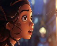 Close up of clara's face as she enjoys the nutcracker, christmas stock image ai, christmas stock photos ai