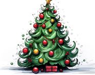 Christmas tree sketch for holiday cards, christmas stock image ai, christmas stock photos ai