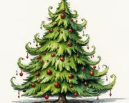 A drawing of a christmas tree, christmas stock image ai, christmas stock photos ai