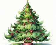 Joyful christmas tree drawing, christmas stock image ai, christmas stock photos ai