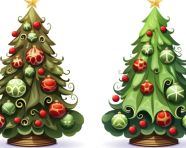 White christmas tree with colorful ornaments, christmas stock image ai, christmas stock photos ai