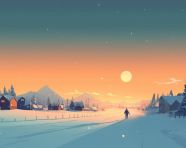 A christmas landscape with snow covered trees and houses, christmas stock image ai, christmas stock photos ai