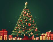 Merry christmas tree with gifts vector, christmas stock image ai, christmas stock photos ai