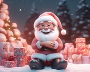 Santa claus delivering presents to a happy family, christmas stock image ai, christmas stock photos ai