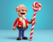 Animated 3d santa claus carrying presents and confetti, christmas stock image ai, christmas stock photos ai