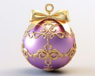 Festive purple christmas ball with gold sparkle, christmas stock image ai, christmas stock photos ai