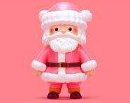 Cute doll in santa costume on pink background, christmas stock image ai, christmas stock photos ai