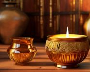 Stunning gold candles to set the mood, diwali festival stock image, diwali festival ai prompt