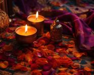 Ground candle with vibrant decor, diwali festival stock image, diwali festival ai prompt