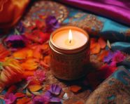 Candles and colorful ground decor, diwali festival stock image, diwali festival ai prompt