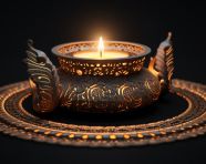 Diwali lamps and candles on black background, diwali festival stock image, diwali festival ai prompt