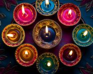 Colorful lights and candles for diwali, diwali festival stock image, diwali festival ai prompt