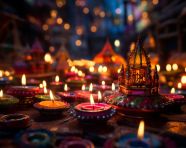 Couple sees northern lights for the first time, diwali festival stock image, diwali festival ai prompt