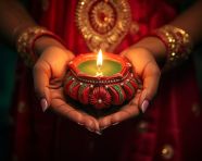 Indian hands with candles in diya festival, diwali festival stock image, diwali festival ai prompt