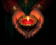 Indian hands holding candles in diya ceremony, diwali festival stock image, diwali festival ai prompt