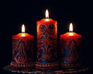 Three lit candles on black background, diwali festival stock image, diwali festival ai prompt