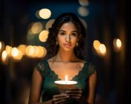 Diwali celebration with young indian woman, diwali festival stock image, diwali festival ai prompt