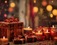 Diwali celebration with candles and gifts, diwali festival stock image, diwali festival ai prompt