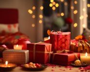 Diwali joy with candles and gift giving, diwali festival stock image, diwali festival ai prompt